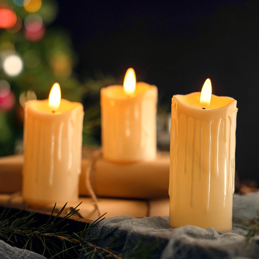 5cm Flickering Light Battery Operated Smooth Electrical Candles Home Decoration Simulation Flickering Pillar Candles for Wedding