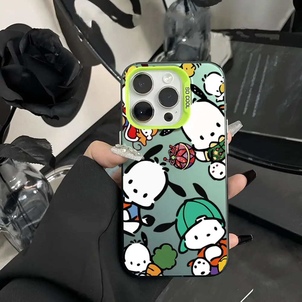 

Sanrio Pochacco Phone Case Matte Colored Silver For Samsung S24 Ultra S23 Fe S21 S22 Plus Note 20 9 Hard Cover