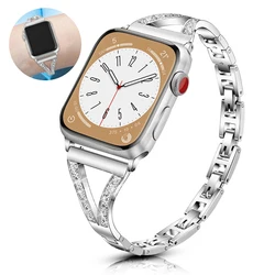 Women Diamond Bracelet for Apple Watch Band Series 8 7 6 SE 5 4 3 Adjustable Metal Strap Ultra 49mm 41mm 45mm 40mm 44mm Belt