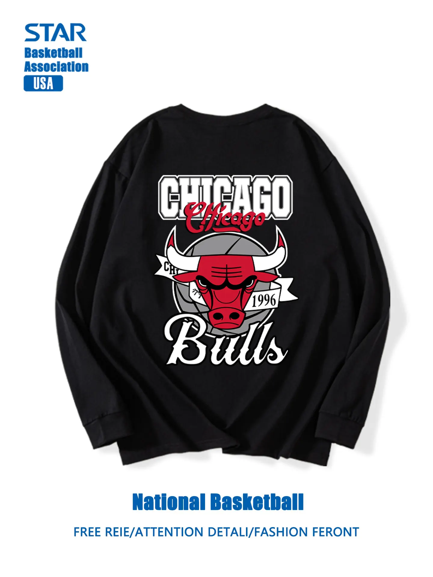 Cseta de Manga Larga de Aodón Puro para Hombre, Estilo Retro Americano, Jersey de Baloncesto, Ropa Deportiva con Cuello ...