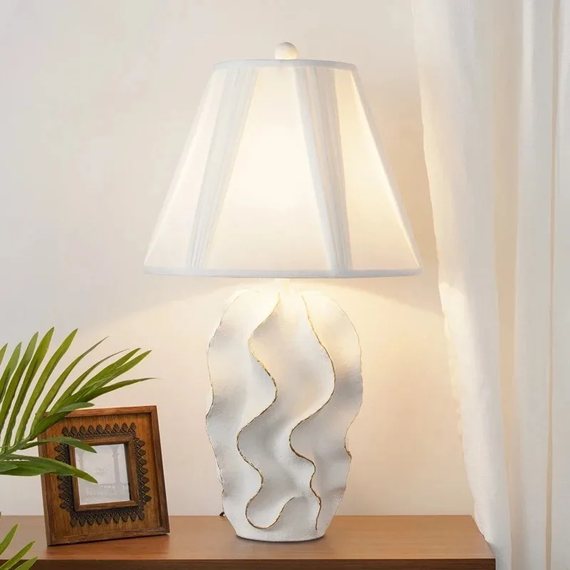 

Modern Minimalist Wabi Sabi Resin Floor Lamps Bedroom Bedsides LED Fabric Desk Table Light Nordic Parlor Dimmable Art Decoration