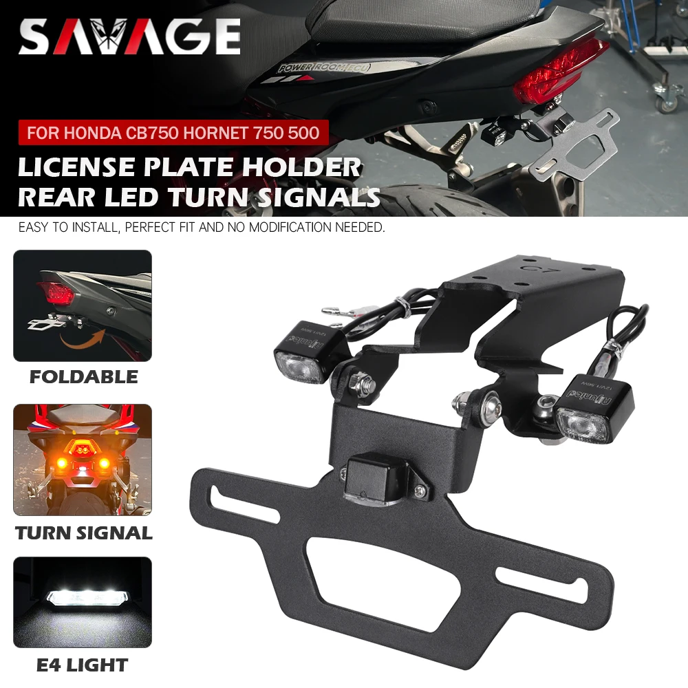 

2025 CB750 Hornet 750 500 мотоциклетный складной держатель номерного знака для HONDA CB500 задний светодиодный указатель поворота хвостовое крыло Eliminator