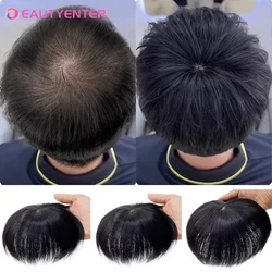 BEAUTYENTER Men's Wig Thick Toupee with Around Hair Replacement System Prosthetic Hair Wig Male Pieces For Men Baldness