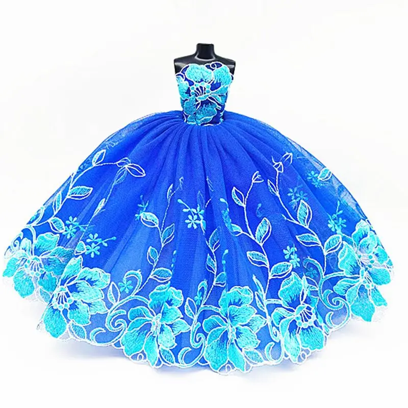 Vestido de Encaje Floral Azul para Fiesta de Bodas, Ropa para Muñeca BJD 1/6, Vestido para Barbie, Accesorios para Muñecas de 11.5 Pulgadas, Atuendo de Princesa para Barbie