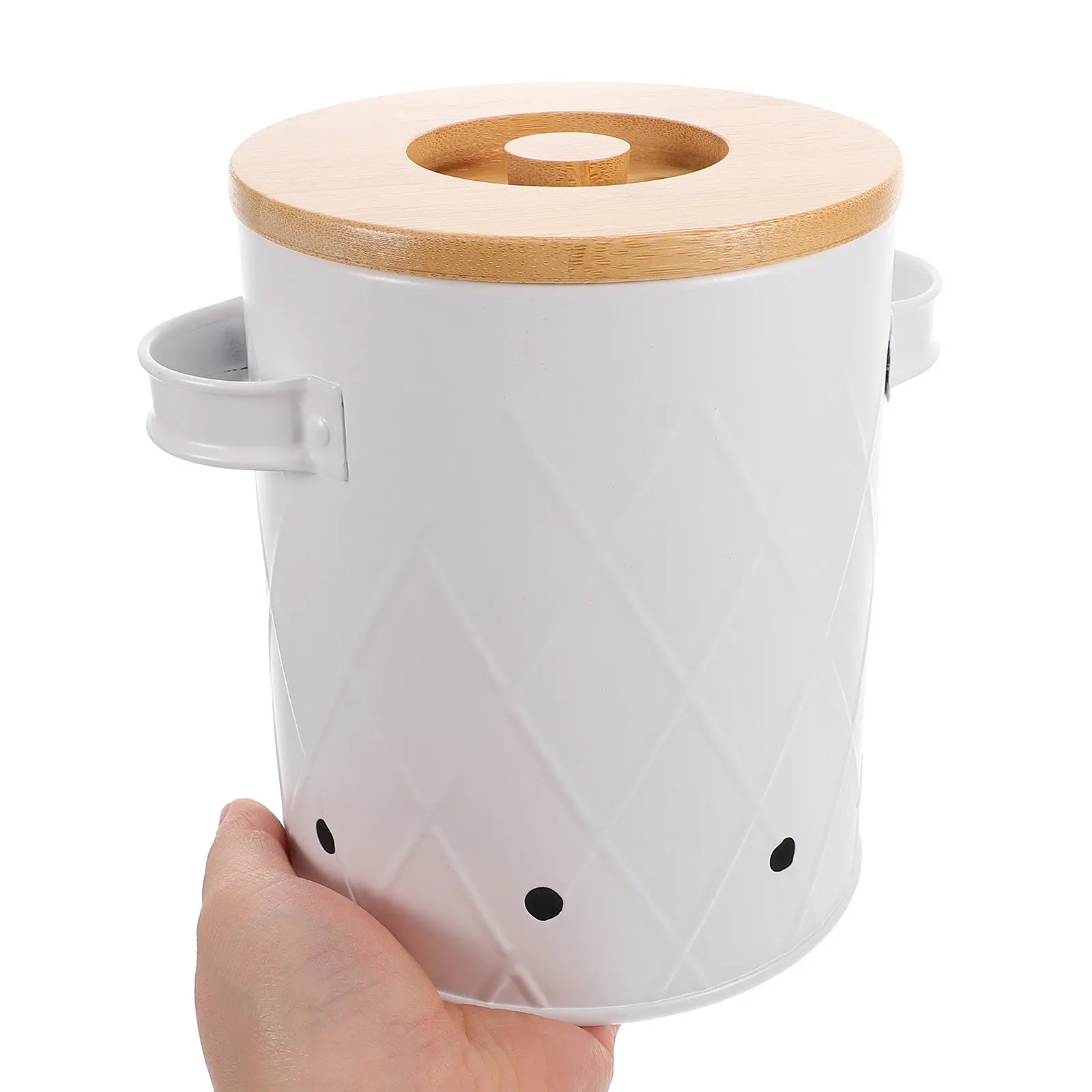 Minimalist Vegetable Storage Bin Potatoes Onions Garlic Kitchen Canister Bamboo Lid Fresh Breathable Food Storage Container