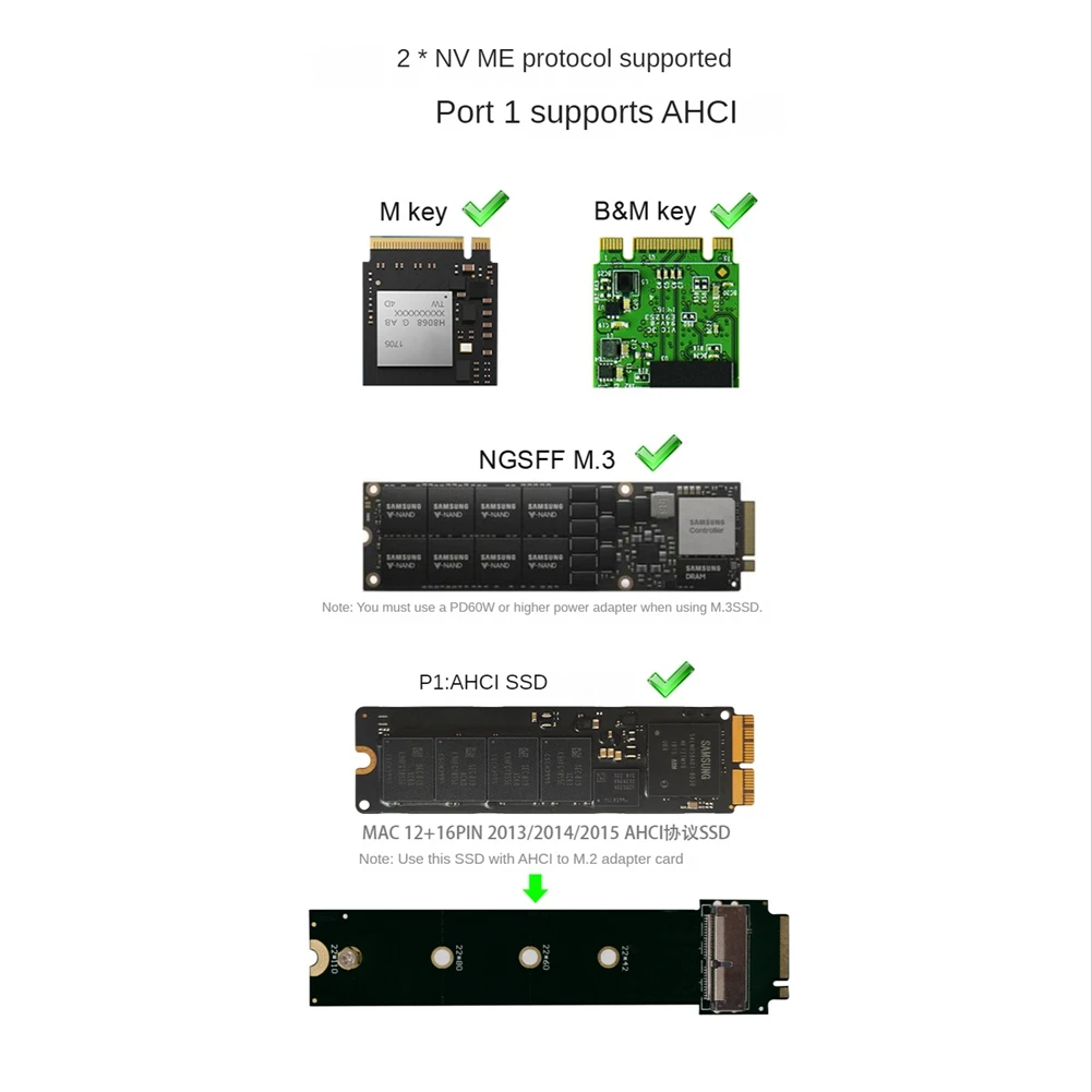 M.2 NVME SSD Clone Dual-Bay NVMe Docking Station USB3.2 Gen2 Type C External Hard Disk Box for M2 SSD and M Key SSD
