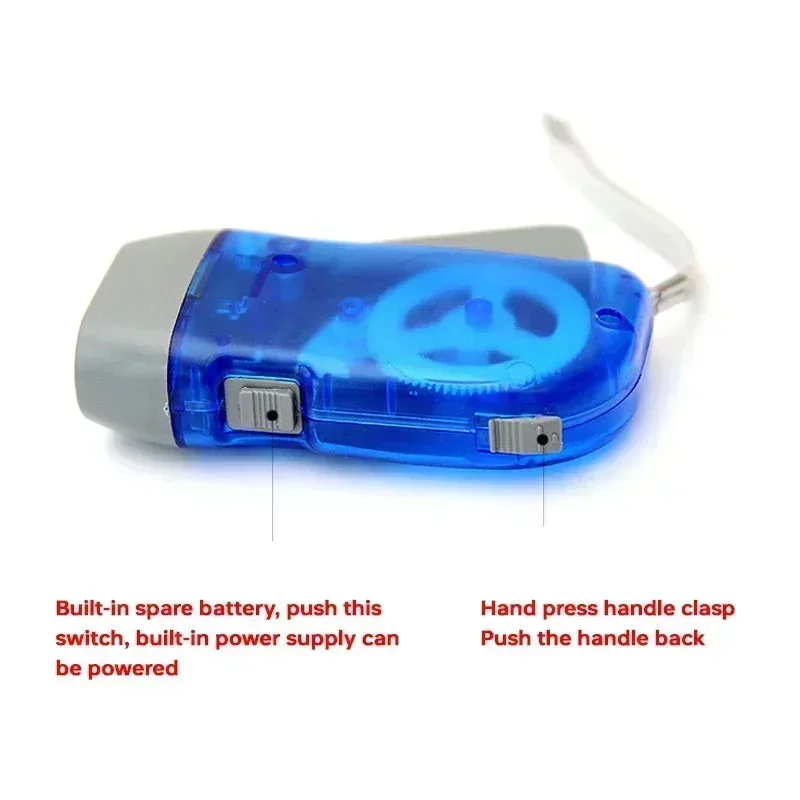 3 Colors Hand Pressing Dynamo Crank Power Wind Up Flashlight Mini Self Generating Torch LED Camping Lamp Light for Outdoor Home