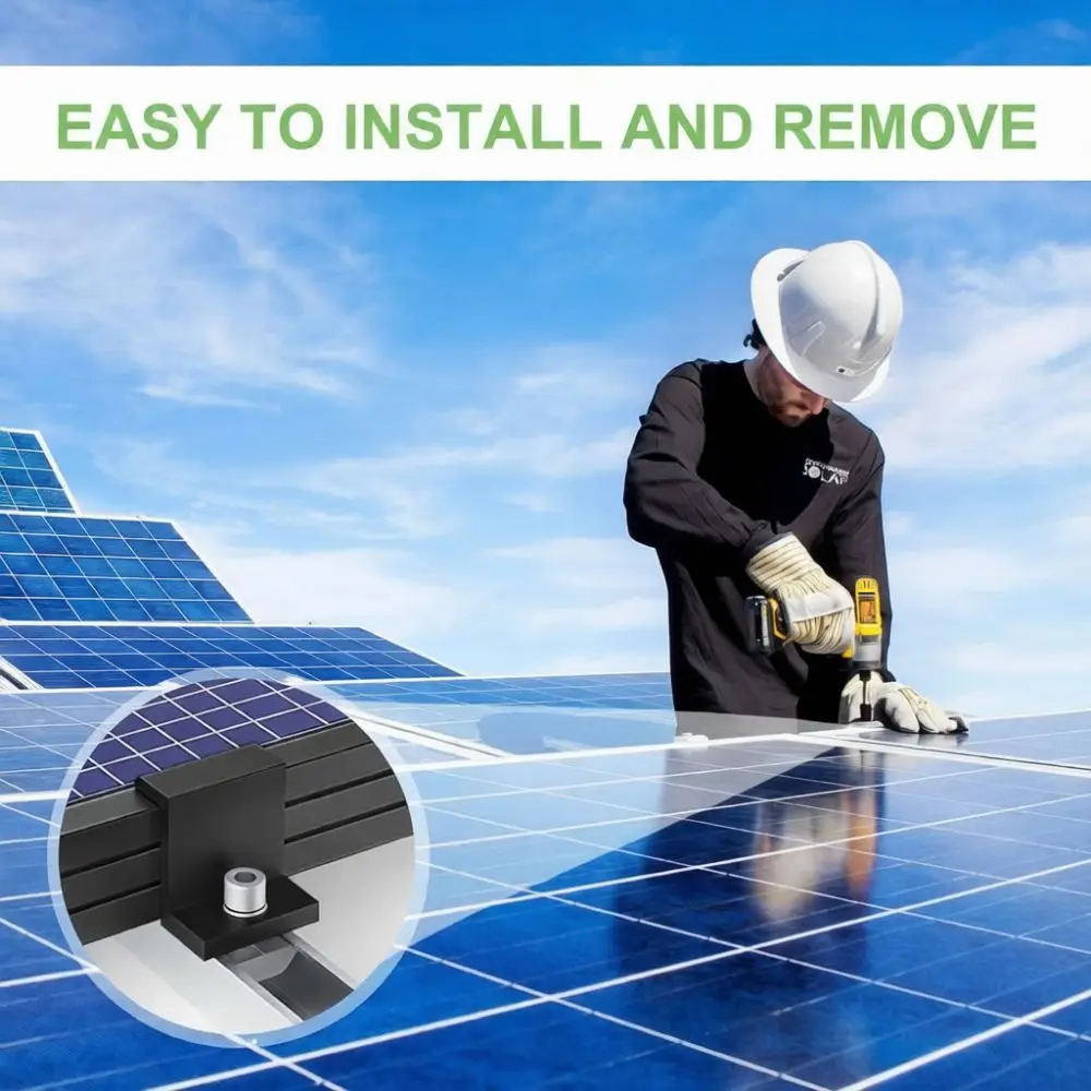 Solar Panel Roof Mounts Aluminum Alloy Black Anodized Clamps Photovoltaic Bracket System Installation Fixed Energy Hardware