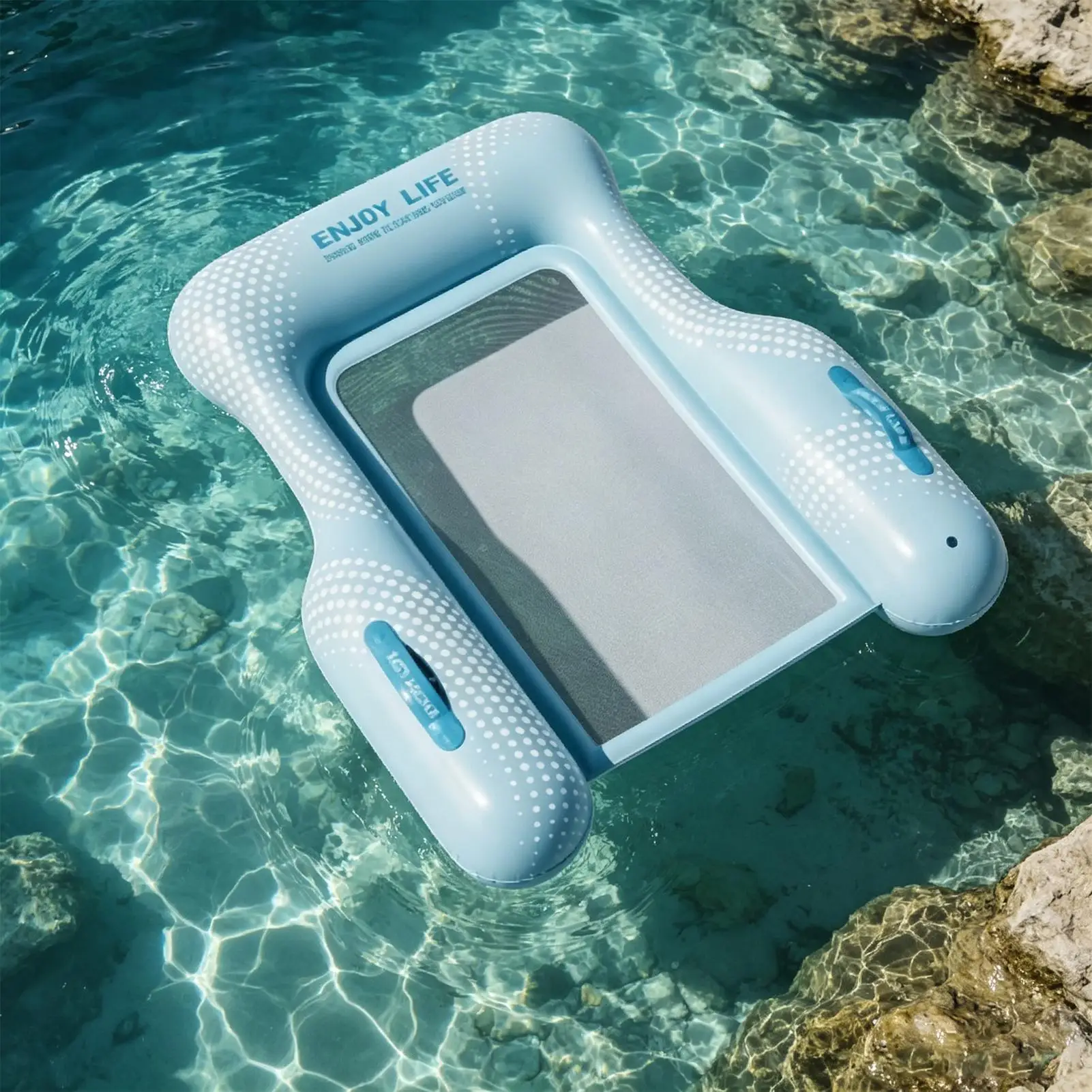 Mesh Base Foldable Seat Pool Chair Float Three-sided Support Anti-tipping Inflatable Pool Lounger for Adult Men Women Youth