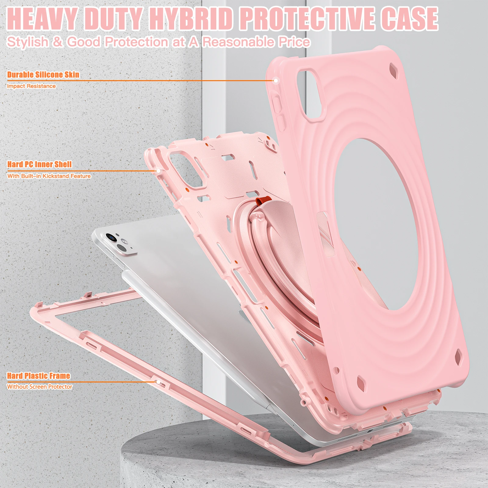 Heavy Duty Armor Case For iPad Pro 11 2024 M4 A2836 A2837 A3006 360 Rotatable Stand Hybrid Cover With Portable Handle Grip Funda