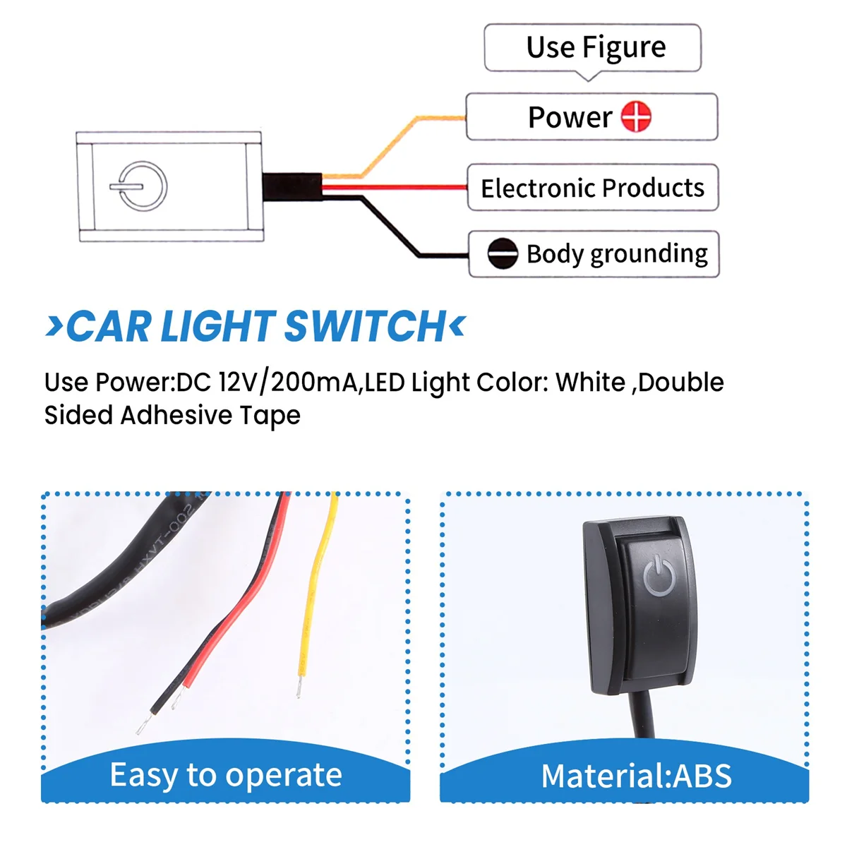 Jtron Auto knopfsc halter DIY Schalter Paste Typ Aus/Ein-Schalter für Auto Lese lampe/Blinker kleines Licht DC 12V/200ma