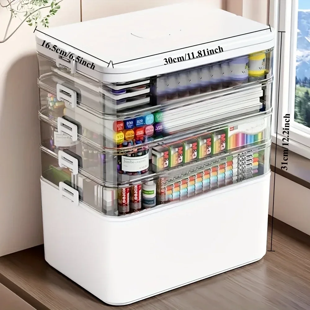 Large Capacity Multi-layer Classification Multifunctional Stationery Organizer Portable Storage Box Desk Accessories Office