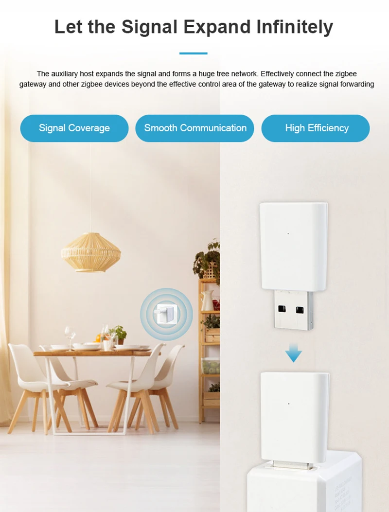 Répéteur de signal Tuya Zigequation, extension USB pour capteurs Zigbee, passerelle compatible Zigequation via l'application Smart Life, extension de 20 à 30m