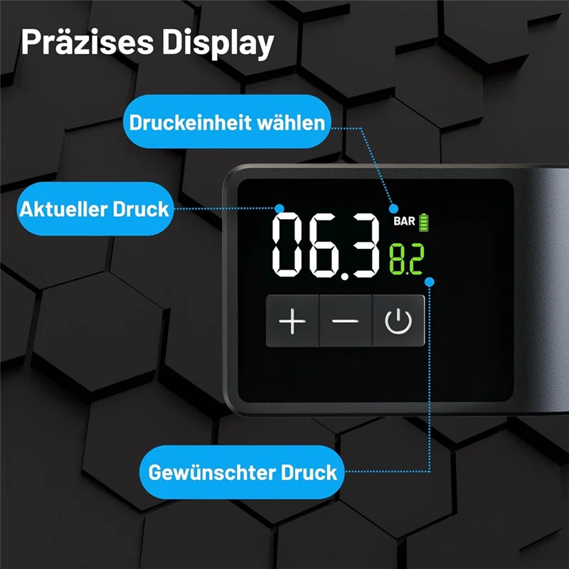 

Электрический велосипедный насос Mini 120 PSI, функция зарядки, автоматическое отключение, встроенный манометр, светодиодный светильник для шоссейных велосипедов