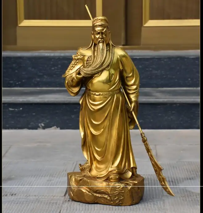 56CM huge #home Lobby The entrance-hall efficacious  Money Drawing Martial god of wealth guan gong Guandi FENG SHUI brass statue