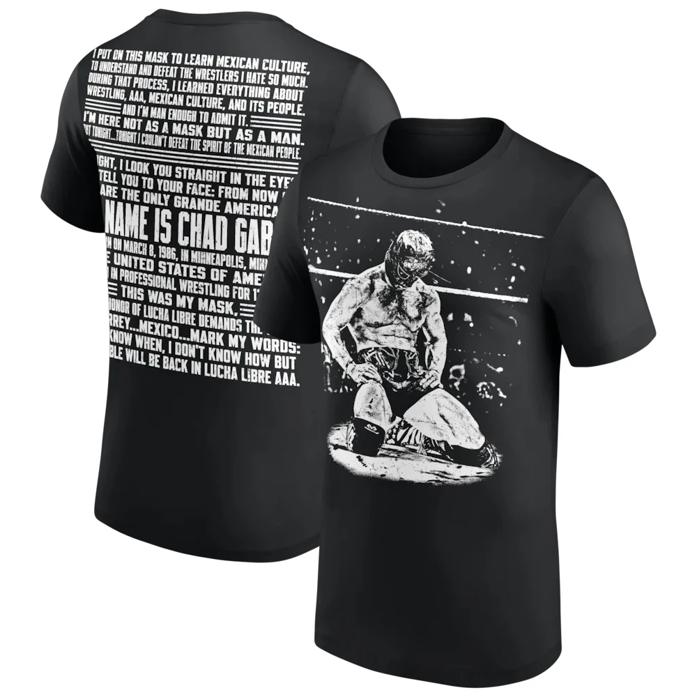 Men's Black Chad Gable AAA Noche De Los Grandes Promo T-Shirt 3D Printed Quick Dry Short Sleeve Sports Casual Plus Size T-Shirts