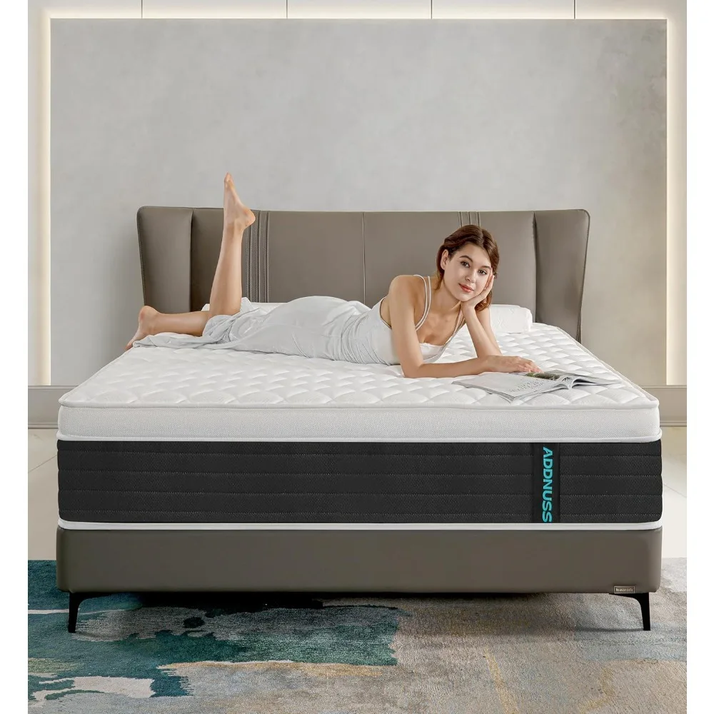 

Medium Firm Black Full Mattress Certified. Mattresses Pressure Relief Memory Foam & Individually Pocket Spring for Pain Relief
