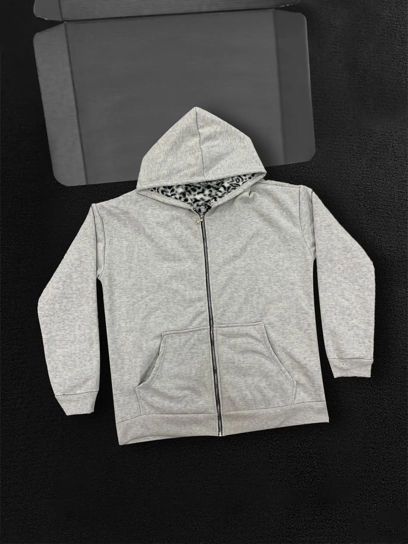 Nueva sudadera con capucha de otoño e invierno, sudadera con capucha retro informal de calle alta con cremallera, chaqueta holgada y personalizada