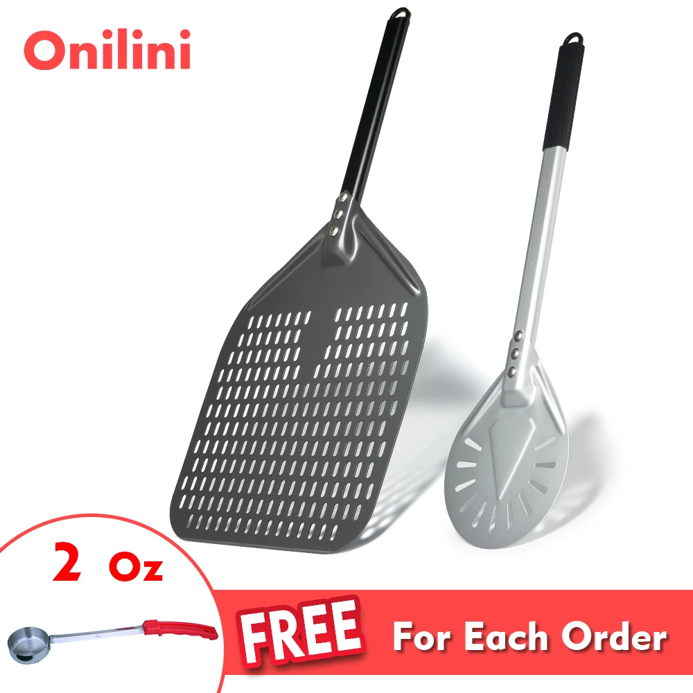 

Onilini 7/8/9/12/13/14 inch Pizza Peel Set Perforated Pizza Shovel Retangular Pizza Paddle Aluminum Alloy Handle Pizza Peel