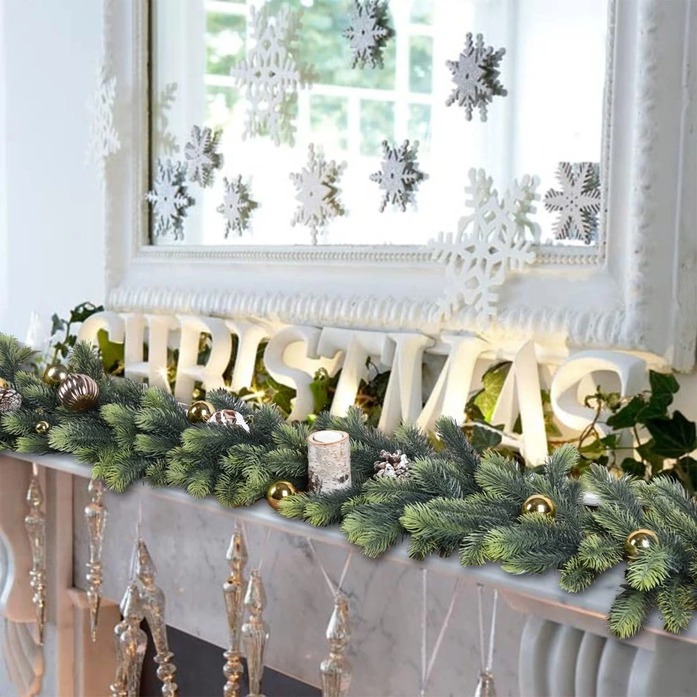 Künstliche grüne Pflanzen Weihnachtsbaum Girlande Kranz Home Room Decor Outdoor Yard Lange Kiefern Rattan Hängezubehör Bogen – Detail 5