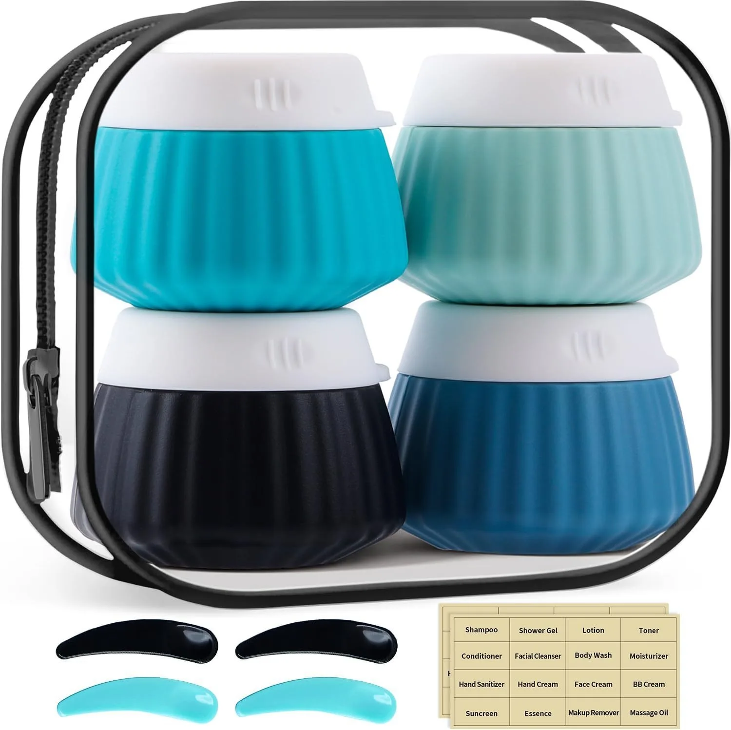 4PCS 40ML Silicone Travel Bottles Accessories Portable BPA Free Leak Proof Squeezable Size Containers Travel Essentials Sets