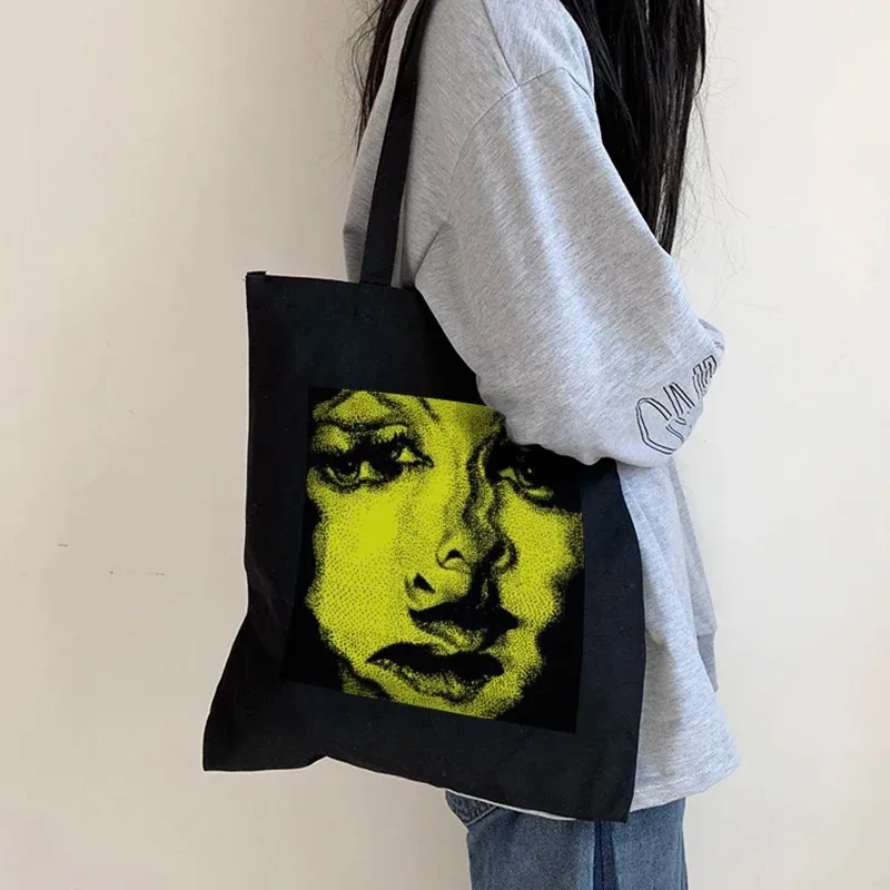 

Horror Women Canvas Bag Punk Vintage Dark Large Capacity Ins Cartoon Casual Gothic Shopper Bag Y2k Ulzzang Women Shoulder Bags