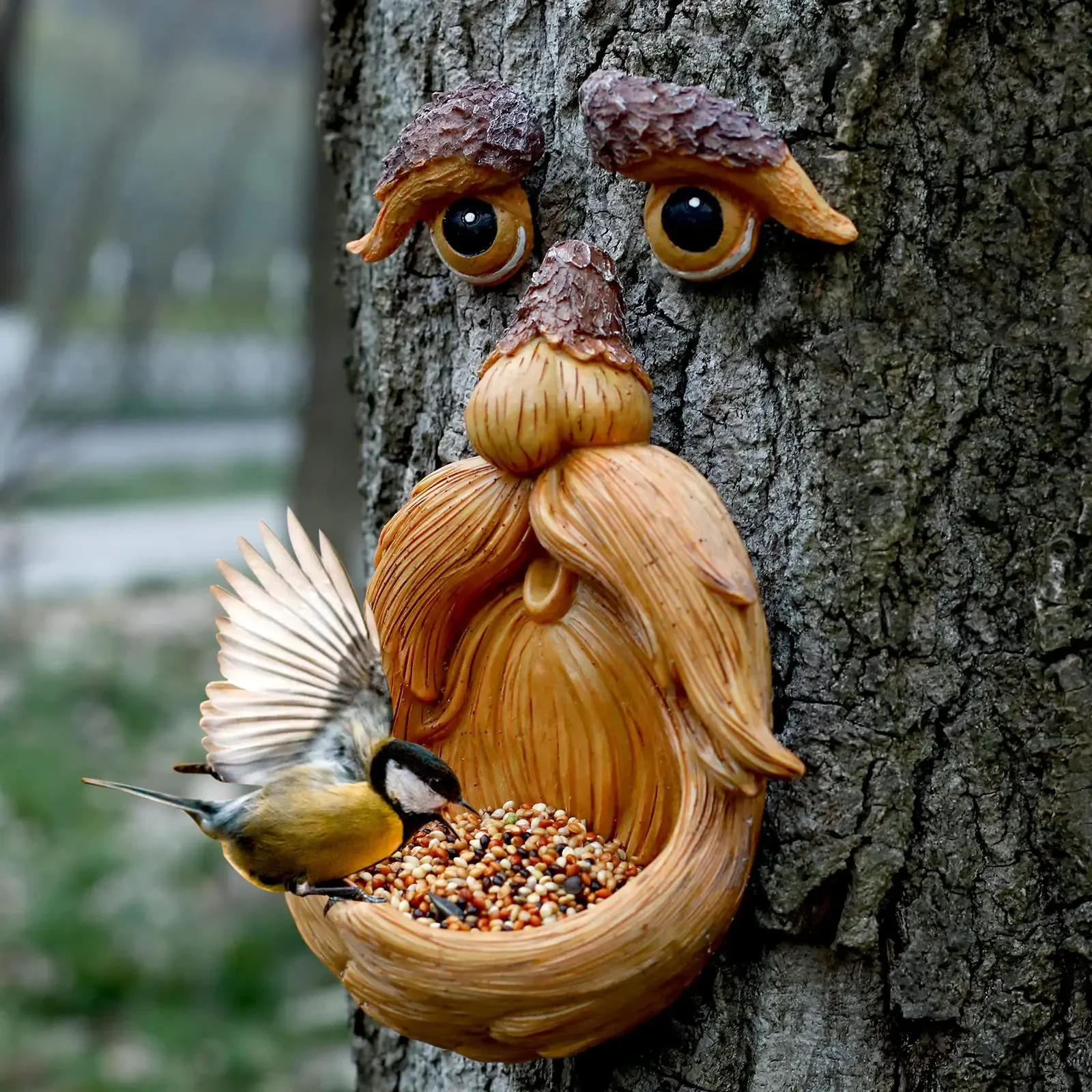 Tree monster resin bird feeder outdoor garden pendant unique bird forager decorative resin handicraft