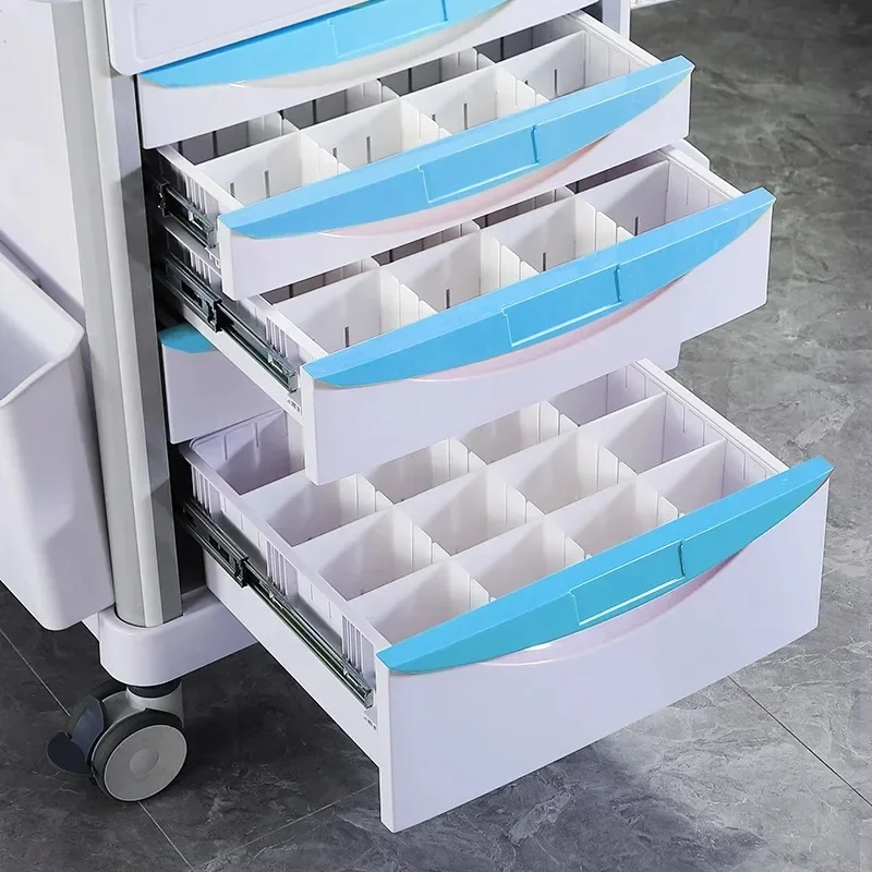 High Quality Hospital ABS Plastic Emergency Rescue Crash Cart More Drawers Medical Trolley With Lock