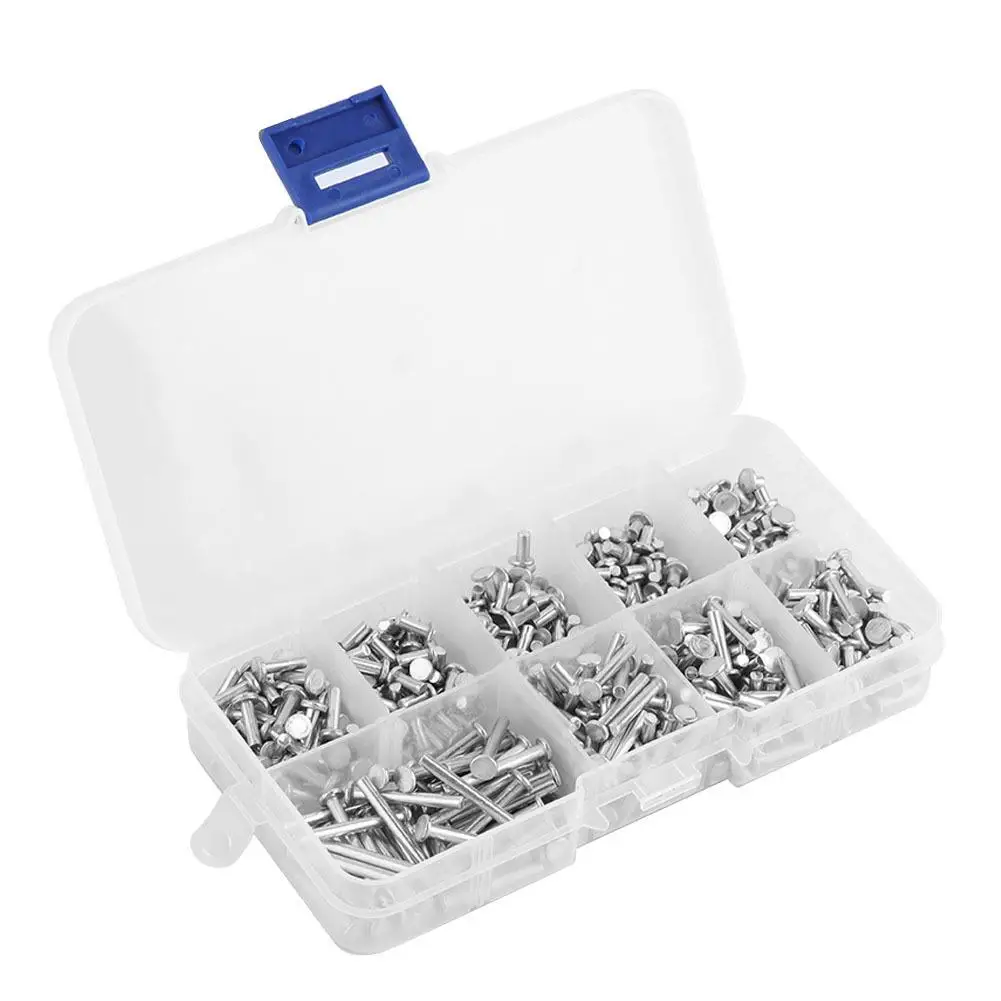 450pcs M2.5 Flat Head Aluminum Solid Rivets Countersunk Rivets 3mm to 20mm Length for DIY Projects and Repair