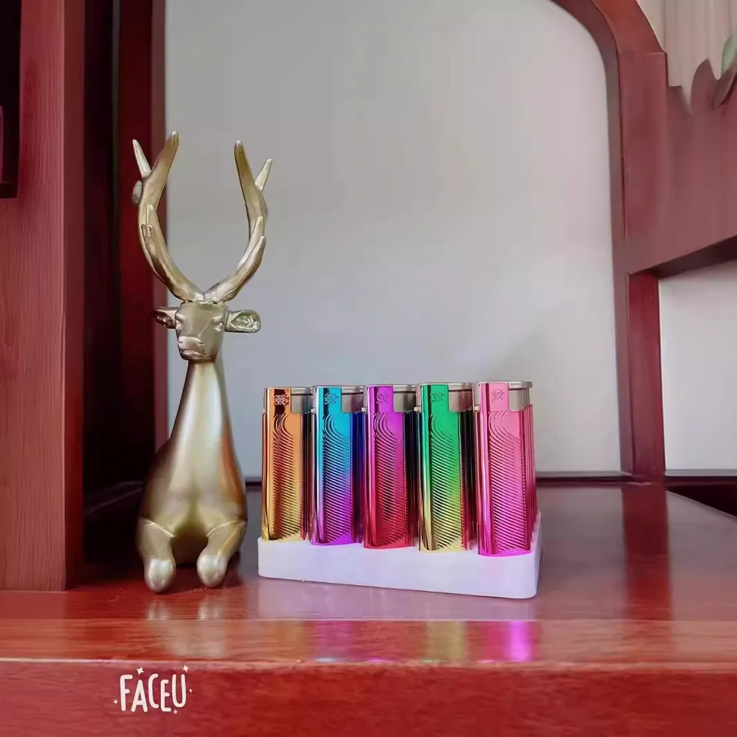 

5pcs lighters smoking accessories Metal lighter inflatable grinding wheel cigarette men's smokers gift frosted lighter NO logo