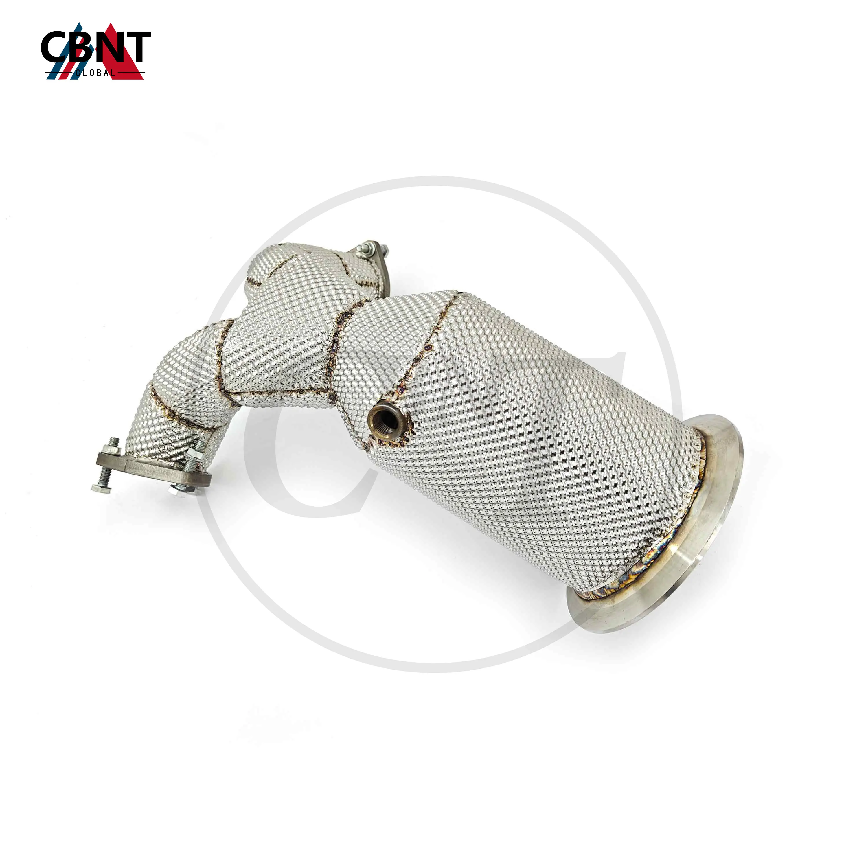 

CBNT Exhaust Pipe Downpipe with Catalytic Converter for Audi S4 S5 B9 3.0T Exhaust Header with Heat Shield SS304 Exhaust Systems