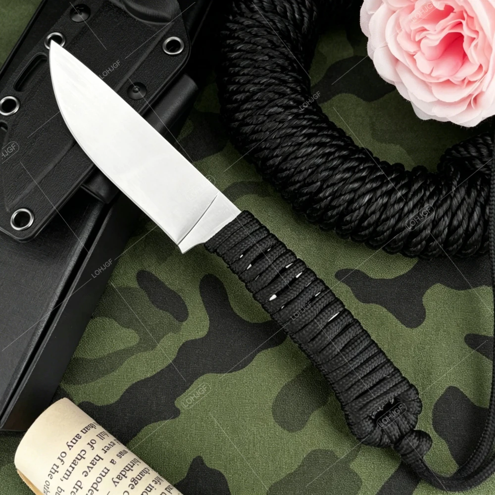 

Non-slip & Nylon Handle Handmade Outdoor EDC Straight Knife with Sheath Camping High-quality Pocket Fishing Knives with Lanyard