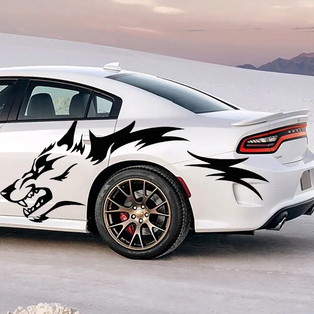 

2PC Large Size Car Stickers Coyote Wolf Grunge Design Vinyl Decals Door Side Pickup Vehicle Truck Car Sticker Set Of Two