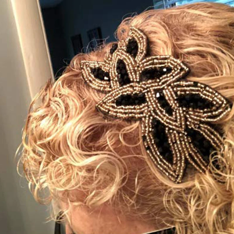 Diadema de cuentas hecha a mano, tocado Vintage, talla única