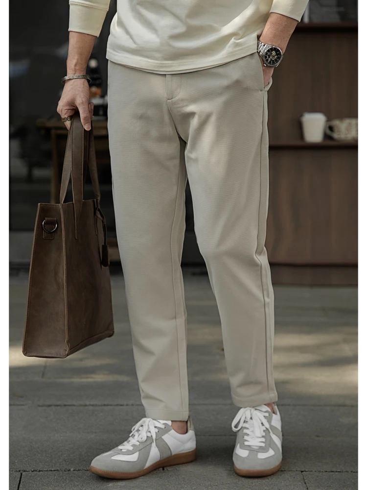 

Elastic Knitted Casual Pants Loose Straight Leg Men's Spring Autumn Cleanfit Long Trousers American Sle Casual Faion