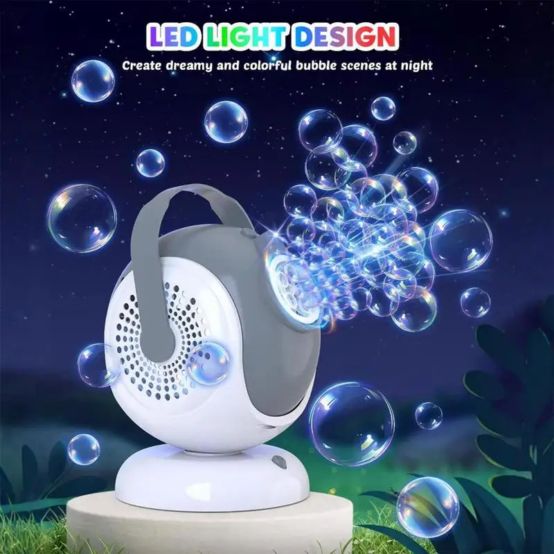 Bubble Machine For Kids Rotating Auto Bubble Maker With LED Light Portable Parties Supplies Rechargeable Foam Toy For Boys Girls