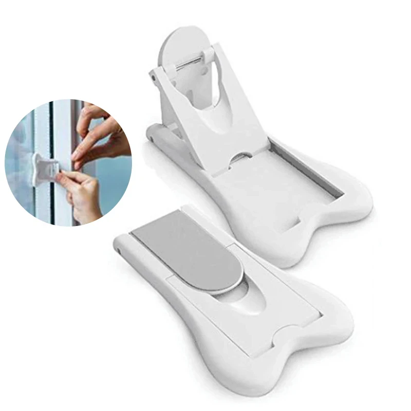 2PCS Multi-functional Window Security Lock Baby Safe Door Window Protection Lock Non-Punching Fixed Child Anti-clip Hand Lock