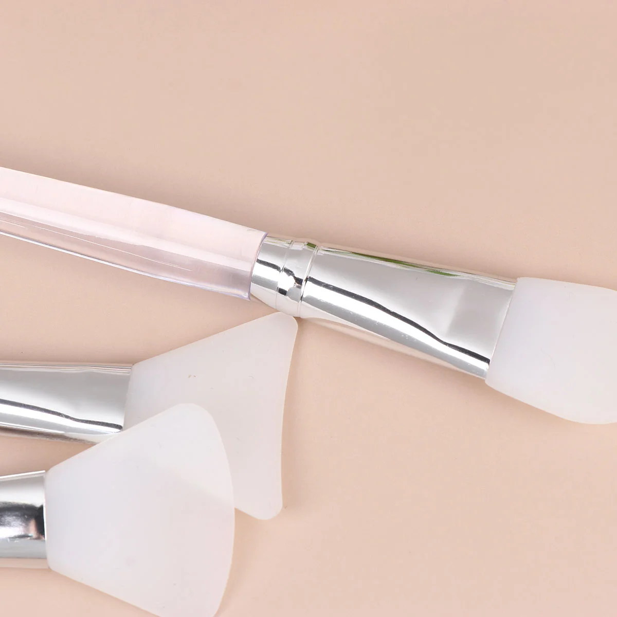3pcs Silicone Face Mask Brush Set Flat Fan Round Top Comfortable Professional Home Use Smooth Handle Even for Women