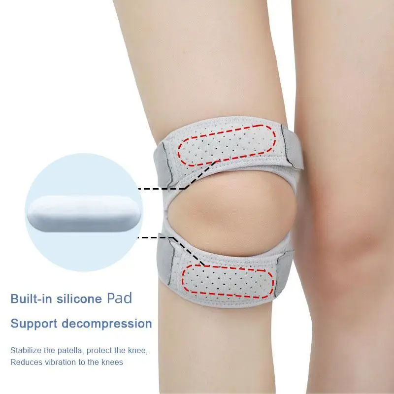 Dual Patella Knee Strap Belt Pressurized Knee Wrap Adjustable Knee Support Pad Kneepad Protector Exercise Patella Brace