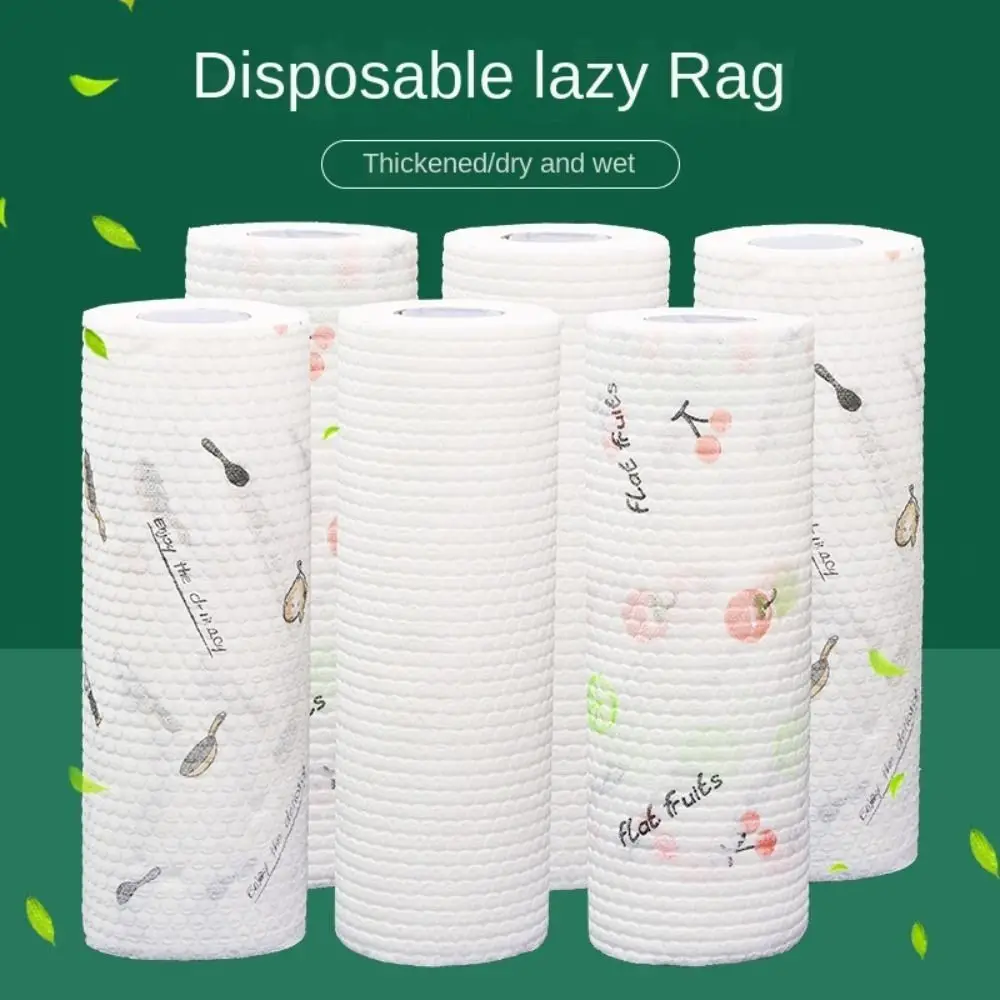 1Roll/400Sheets Non-woven Fabric One-Time Dishcloth Thickened Dry Wet Dual-Use Disposable Lazy Cleaning Rags Degreased Washable
