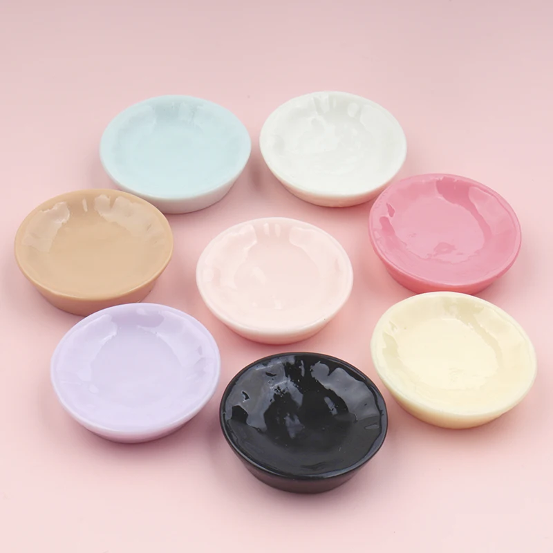 10/100pcs Plates Dining Plate Dollhouse Simulation Tableware Model Decorative Supplies DIY Flatback Crafts Ornament Cabochon