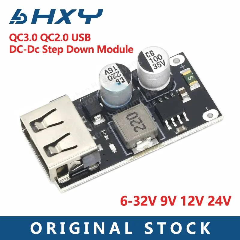 QC3.0 QC2.0 USB DC-DC Buck Converter Charging Step Down Module 6-32V 9V 12V 24V to Fast Quick Charger Circuit Board 3V 5V 12V