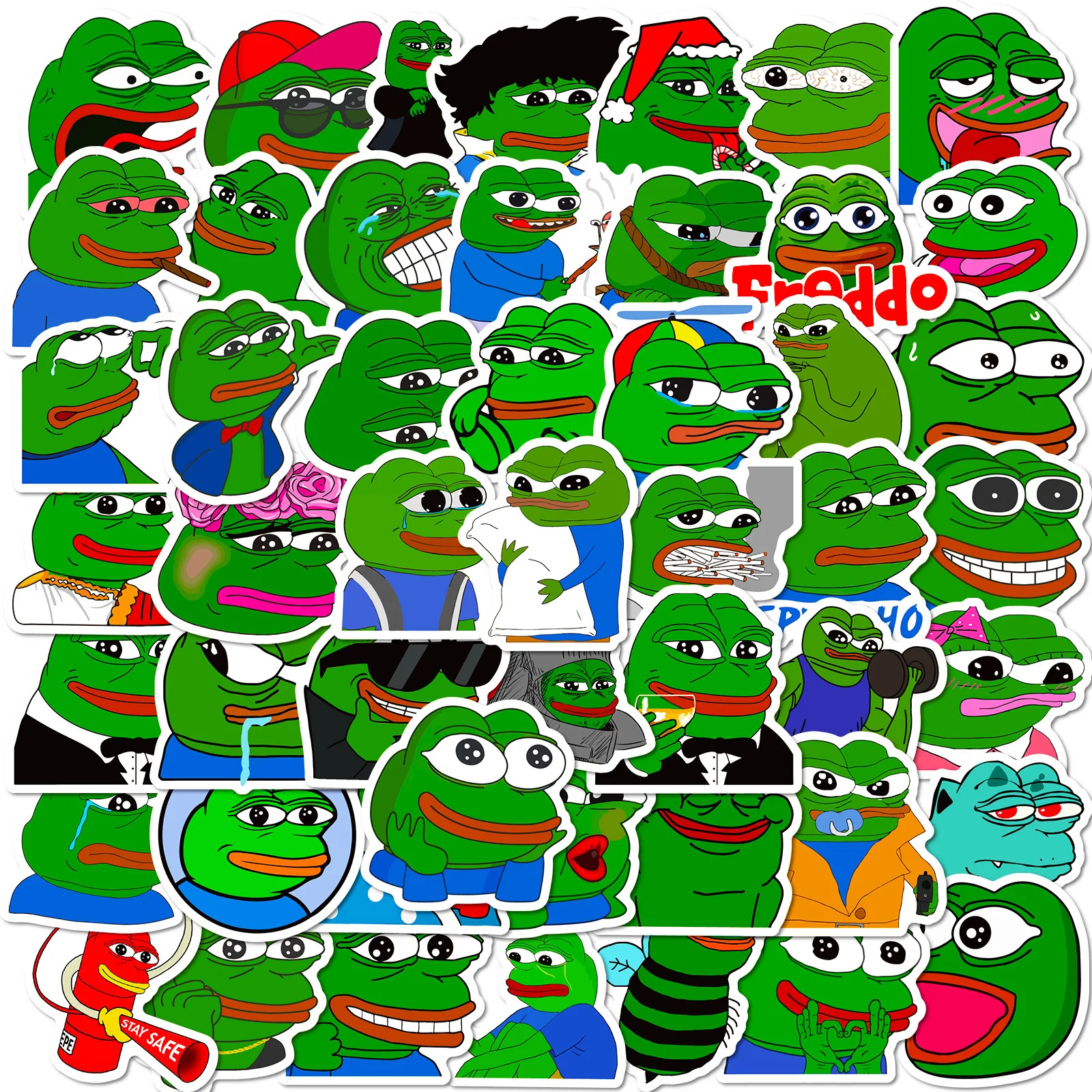 10/25/50pcs Funny Meme Frog Stickers Graffiti for DIY Scrapbooking Phone Laptop Travel Luggage Car Skateboard Helmet Bottle