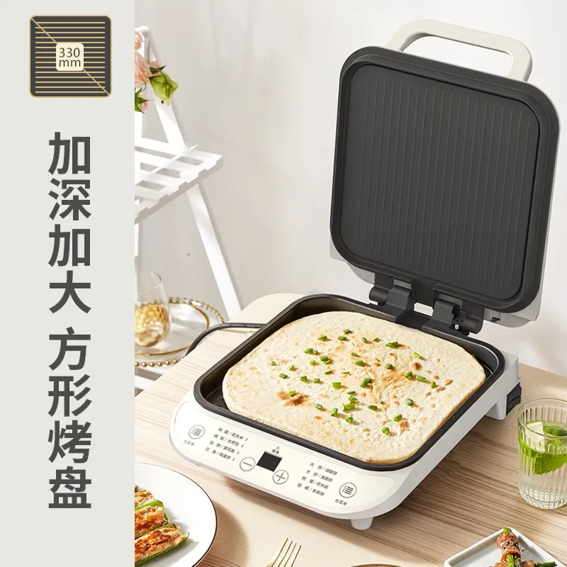 Electric griddle, household square double-sided heating, deep baking pan, large electric griddle.