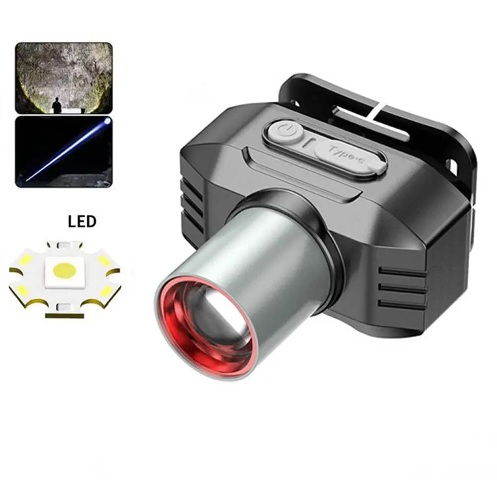 

Strong Light Zoom Headlight USB Rechargeable 3 Light Modes Head Mounted Flashlight Super Bright Waterproof Led Headlamp Hiking