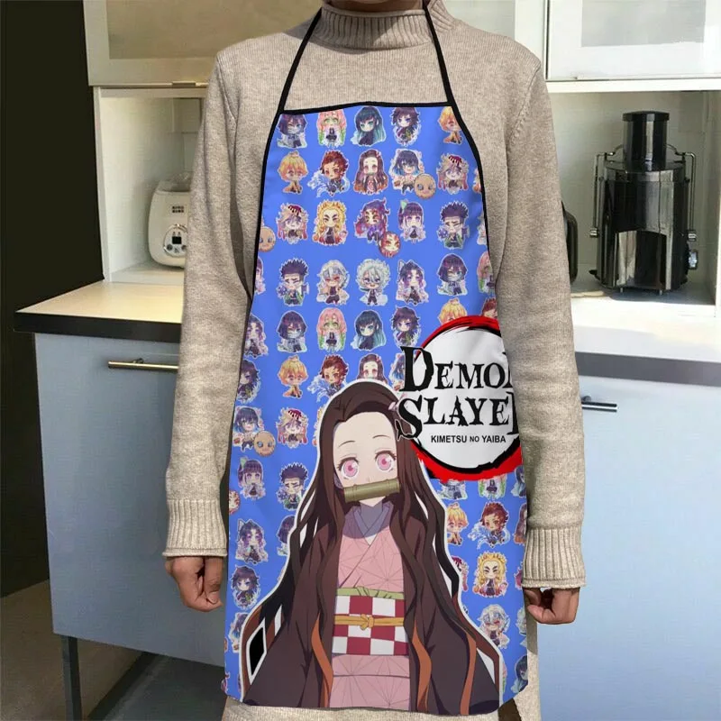 Anime Kimetsu No Yaiba Apron Kitchen Aprons For Women Oxford Fabric Cleaning Pinafore Home Cooking Accessories Apron 1014