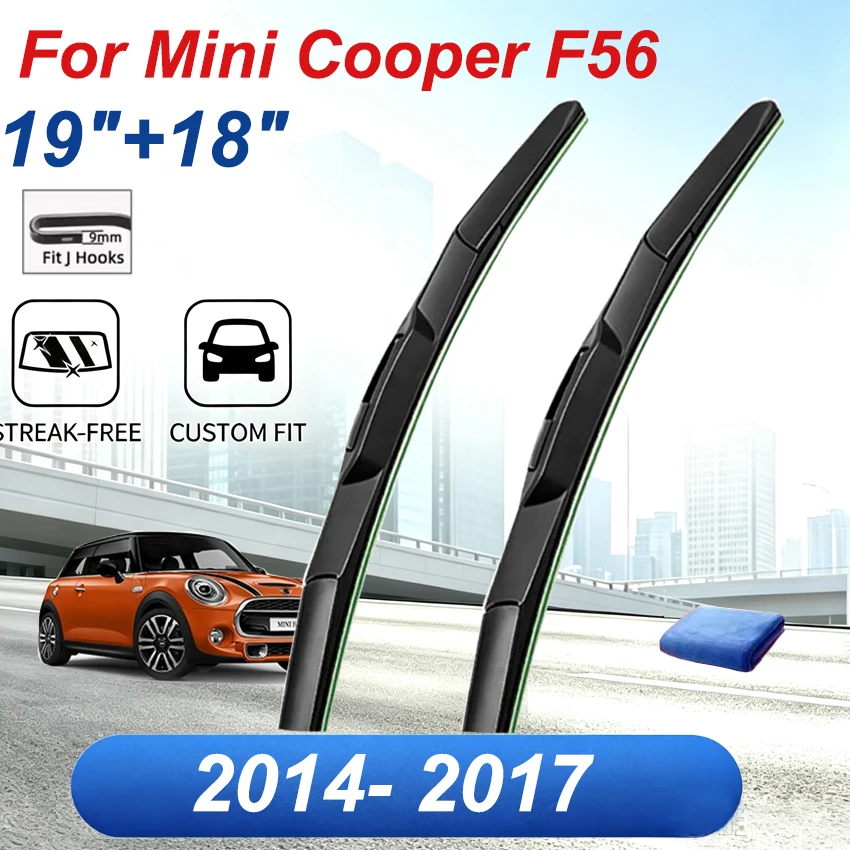 Car Wiper Blade For Mini Cooper Hatchback F56 19'+18' 2014-2017 Auto Windscreen Windshield Wipers Blades Window Fit U Hook Arms