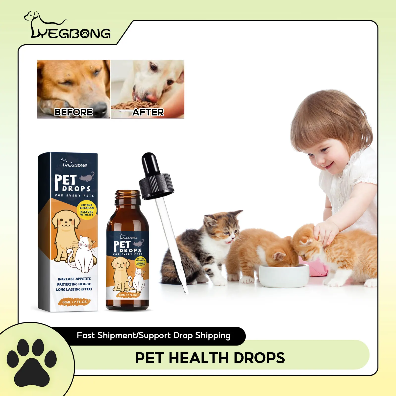 Pet Health Drops Dogs Regulate Stomach Vomiting Stomach Protection Cats Calm down Anxiety Relief Pet Probiotics Digestive Drop