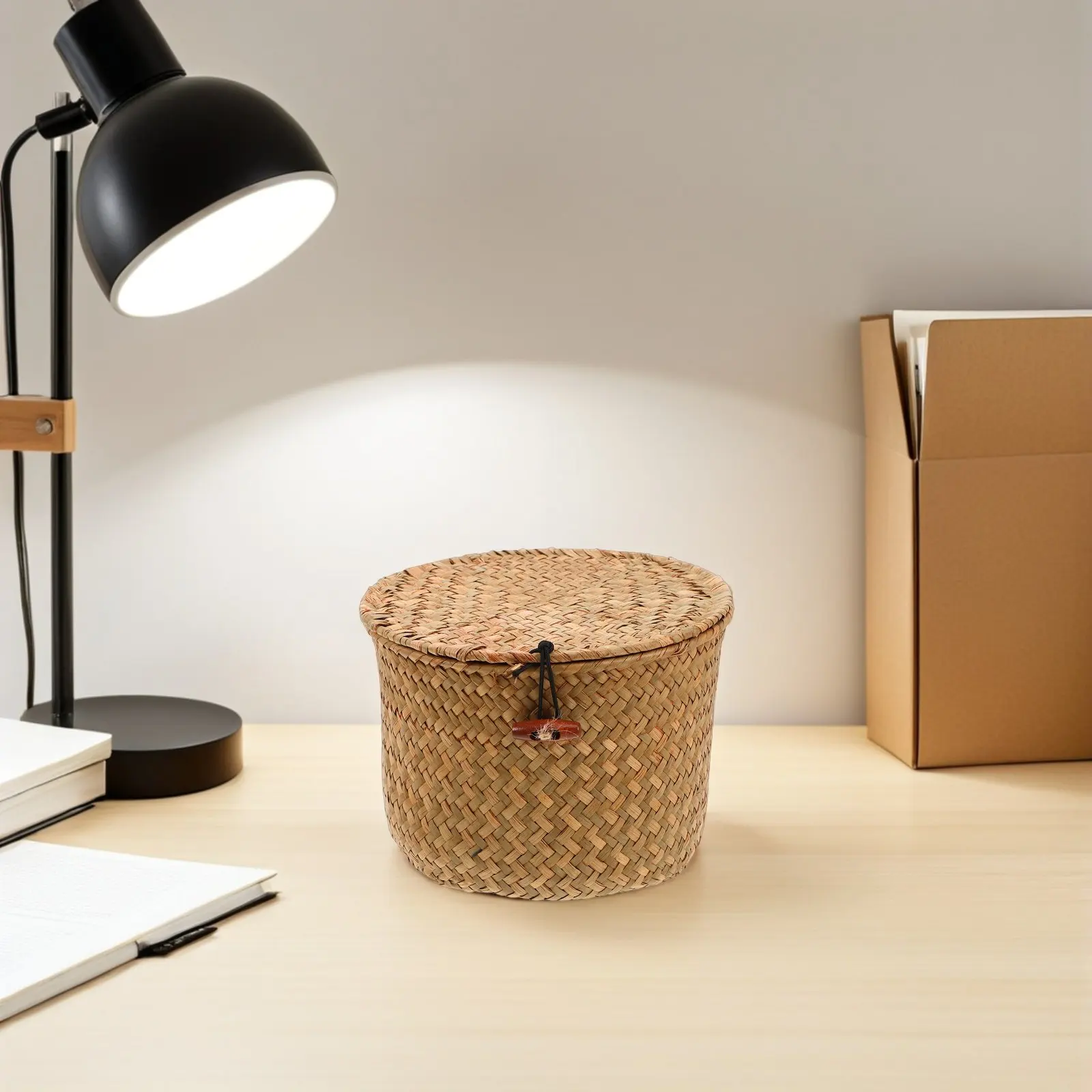 2Pcs Desktop Waste Basket Lid Mini Cylinder Trash Can Compact Round Matte Texture Stable Base Small Desk Rubbish Bin Office