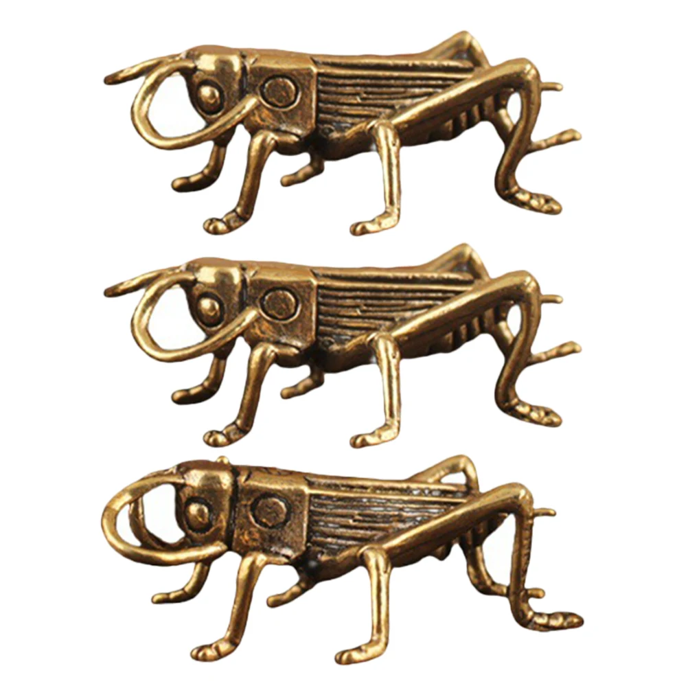 

3 Pcs Ornaments Desktop Metal Figurines Brass Statue Vintage Decor Copper Small Decorative Statues Decoration